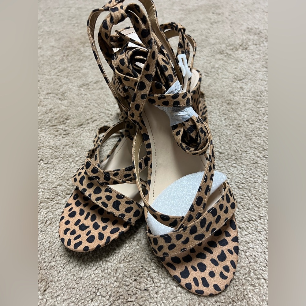 Cheetah lace up heels - 2 inch heel